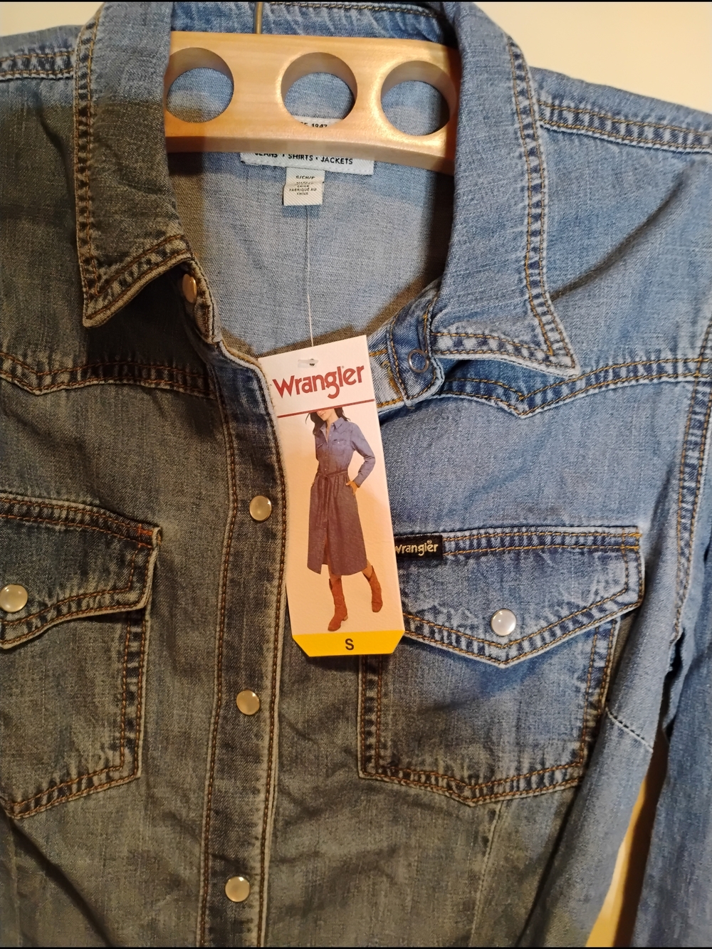Wrangler Light Blue Denim Long Sleeve Dress with Chest Pockets Size S - Picture 3 of 4